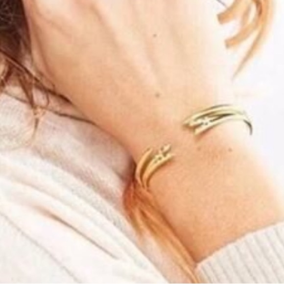 Michelle Campbell Gold Talon Bracelet Set Gold Cuff Bangles Stackable Designer - Picture 1 of 6
